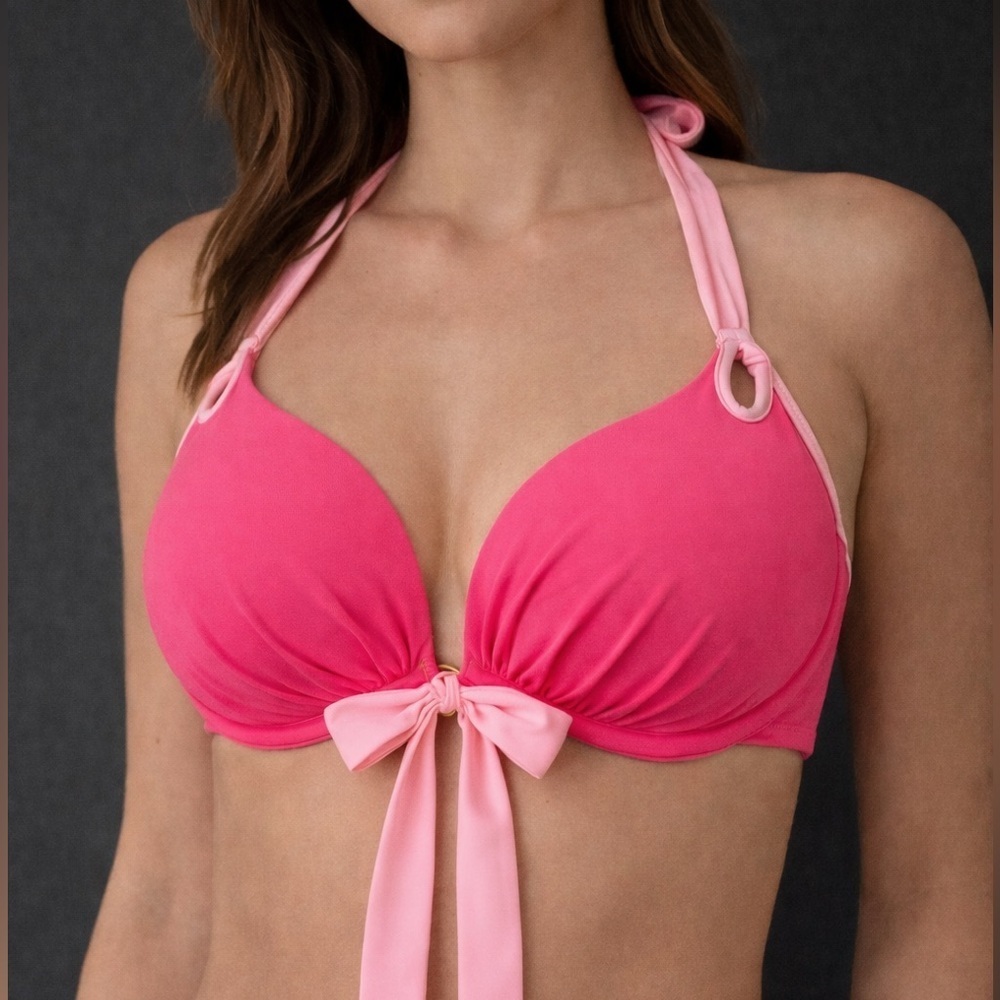 Pink Halter Bikini Top